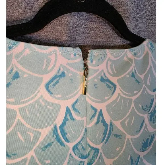 Lilly Pulitzer Shift Dress Perla Scale Back Engineered Scuba Med Mermaid *READ* - Picture 7 of 7